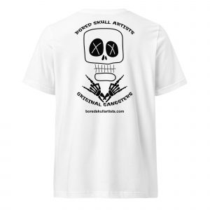 unisex-v-neck-tee-white-back-68bb001cd6464 Bored Skull Artists Tee